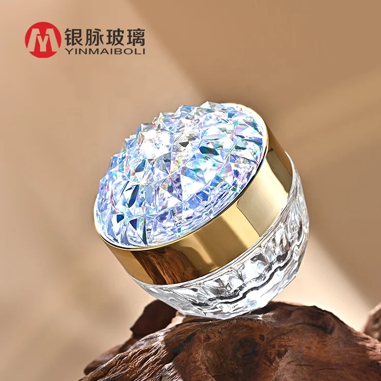 Wide mouth 50G customized logo unique skincare container packaging luxury empty cosmetic eye cream glass jar