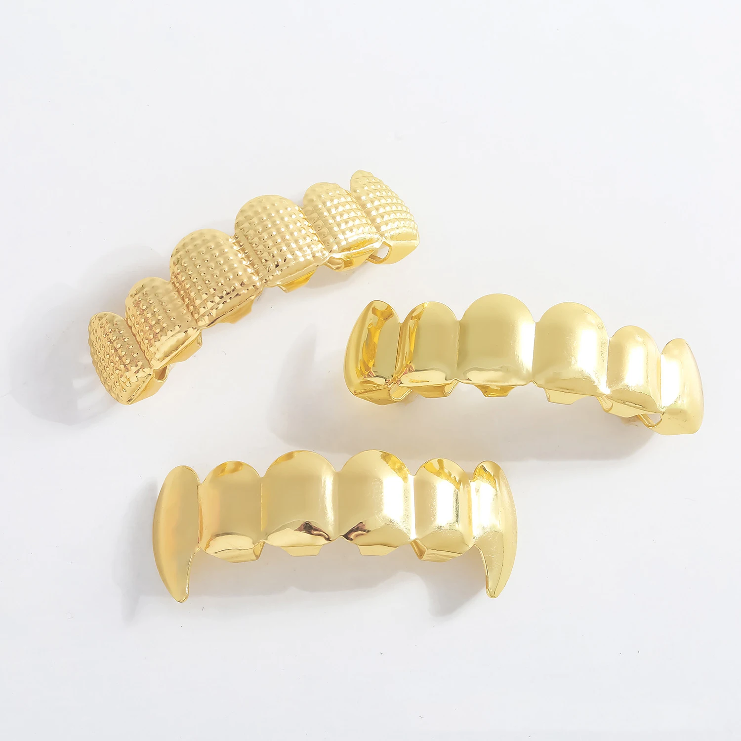 Punk Copper Real Gold Plated Top Bottom Teeth Grillz Smooth Flat Punk Grillz For Teeth Factory Wholesale Price