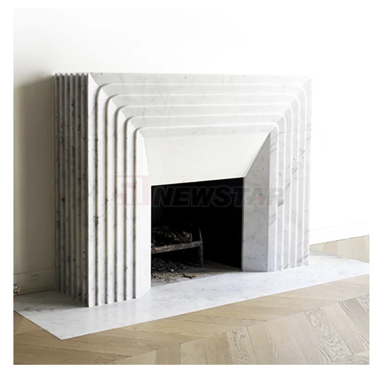 Modern home decoration fireplace surrounds handcraft carving calacatta viola marble fireplace mantel marble