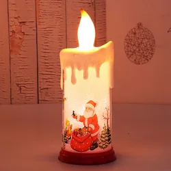 Christmas Flameless Candles LED Flickering Battery Pillar Candles Santa Snowman Decals Festival Winter Party Decoration
