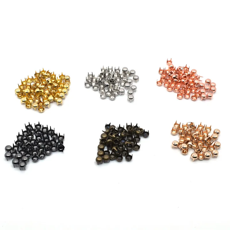 2-10mm brass copper claw studs nails rivet iron metal round mushroom  dome head four claw nails for bag leather belt
