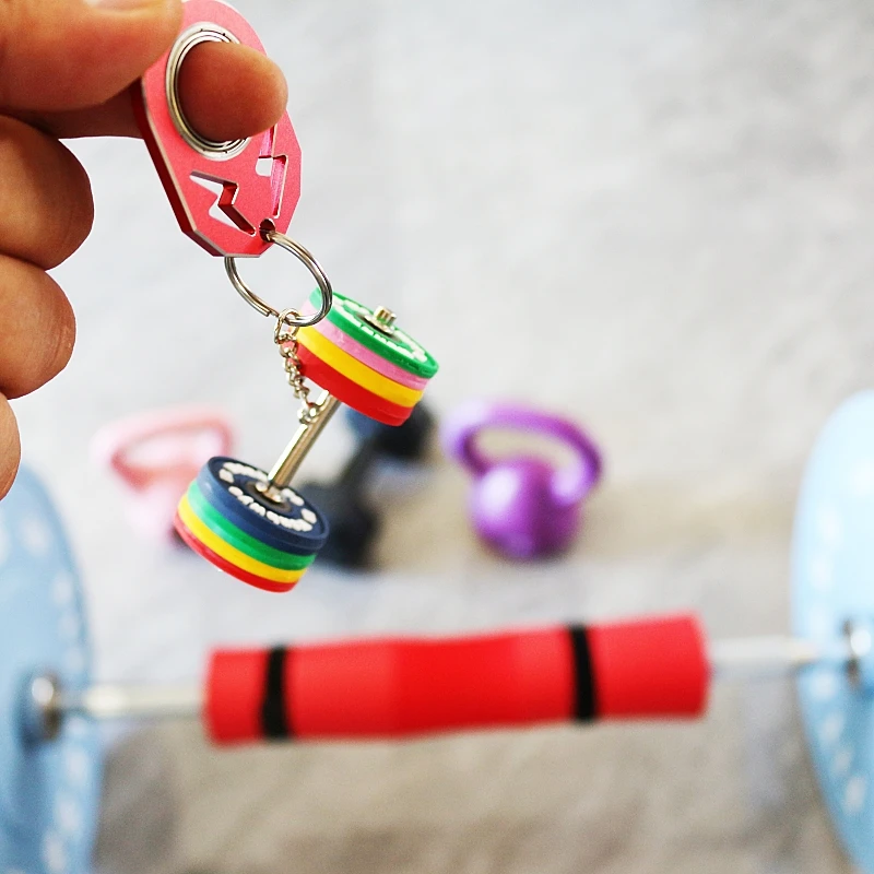 1 Inch Coredeluxe Weight Plates Stand Sublimation Fan Diy Gym key chain Barbell Metal Hollow Pancake Weight Plates Keychain