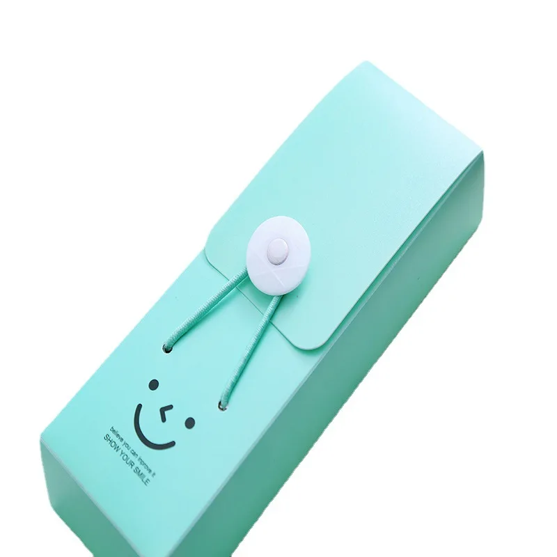 Cute cartoon creative smiley face pencil case children students telescopic buckle plastic pen case multi-color large pencil case
