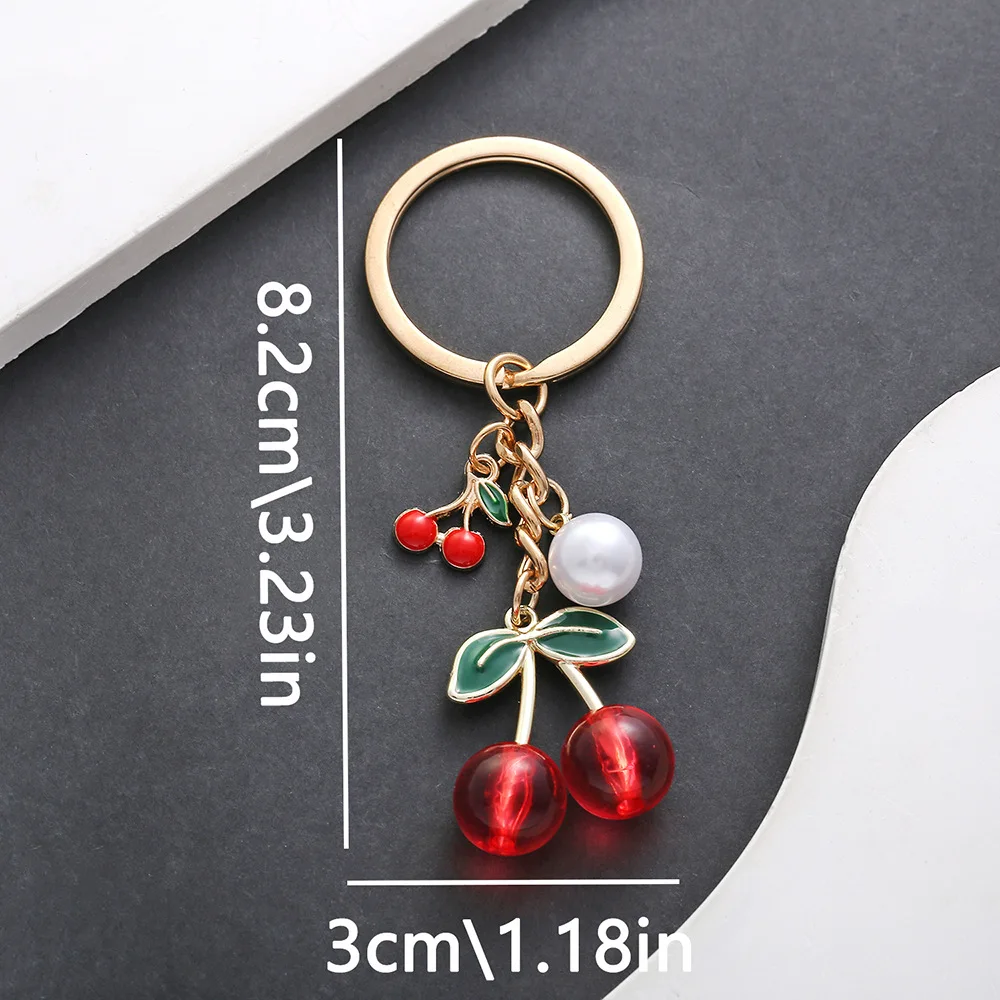 Cross-border for 1 summer pearl red transparent cherry key chain key chain jewelry pendant manufacturers wholesale