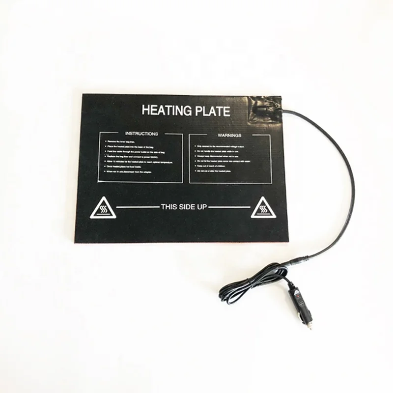 12V 100W Pizza Hot Food Delivery Bag Flexible Silicone Rubber Heating Pad 300x400mm