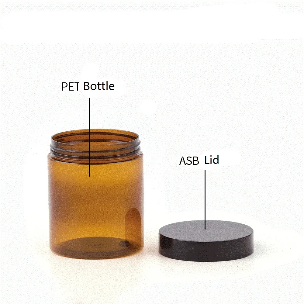 Wholesale Food Grade 100g 120g 150g 200g 250g 300g 400g 500g Amber Clear PET Plastic Jar With Plastic Screw Cap