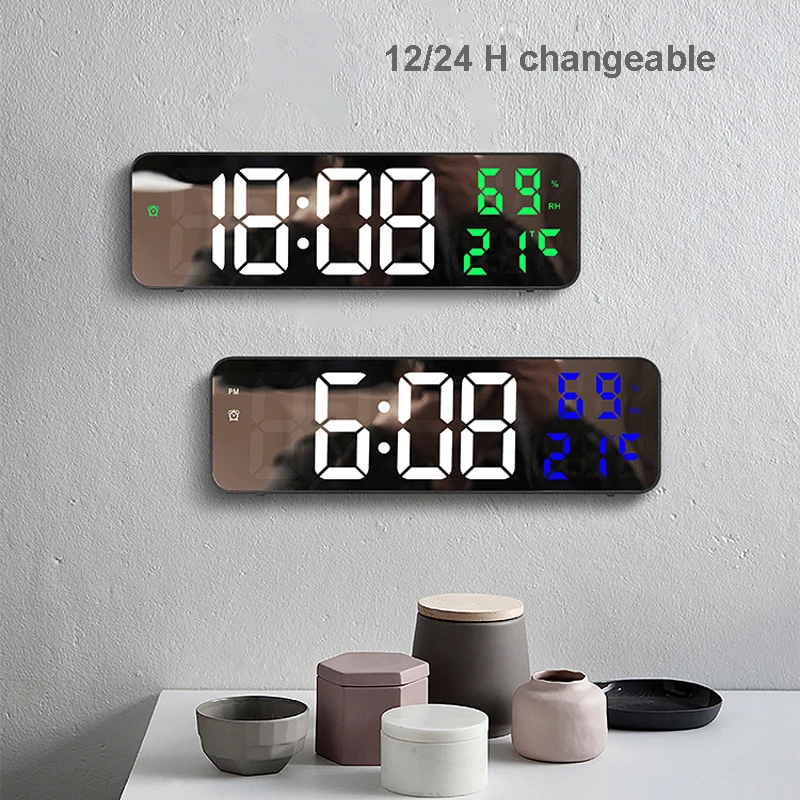 2024 LED table alarm gift promotion advertising  digital calendar large screen LED mirror digital alarm clock