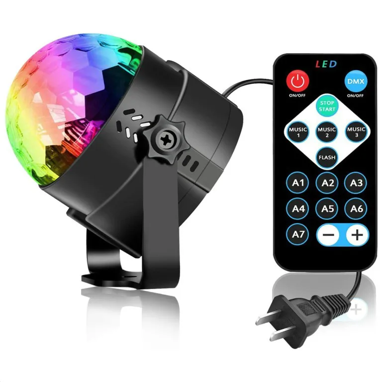  Мини-диско-шар со звуковой активацией 3 Вт RGB светодиодный стробоскоп и блестящий шар для домашней вечеринки KTV Рождества бара клуба паба с пультом дистанционного
