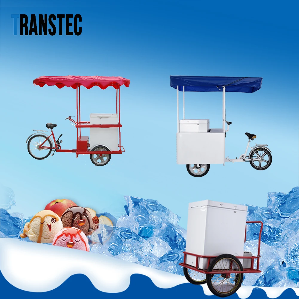Brilliant Ice Cream Tricycle with three wheels and 108 L solar deep chest Freezer all in one ice cream bicycle practical