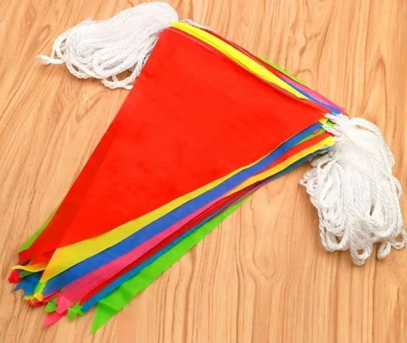 60m 70 80 100m Multicolor Triangle Bunting Pennant Banner Polyester String Flag Banners Celebrations Party Decoration Supplies