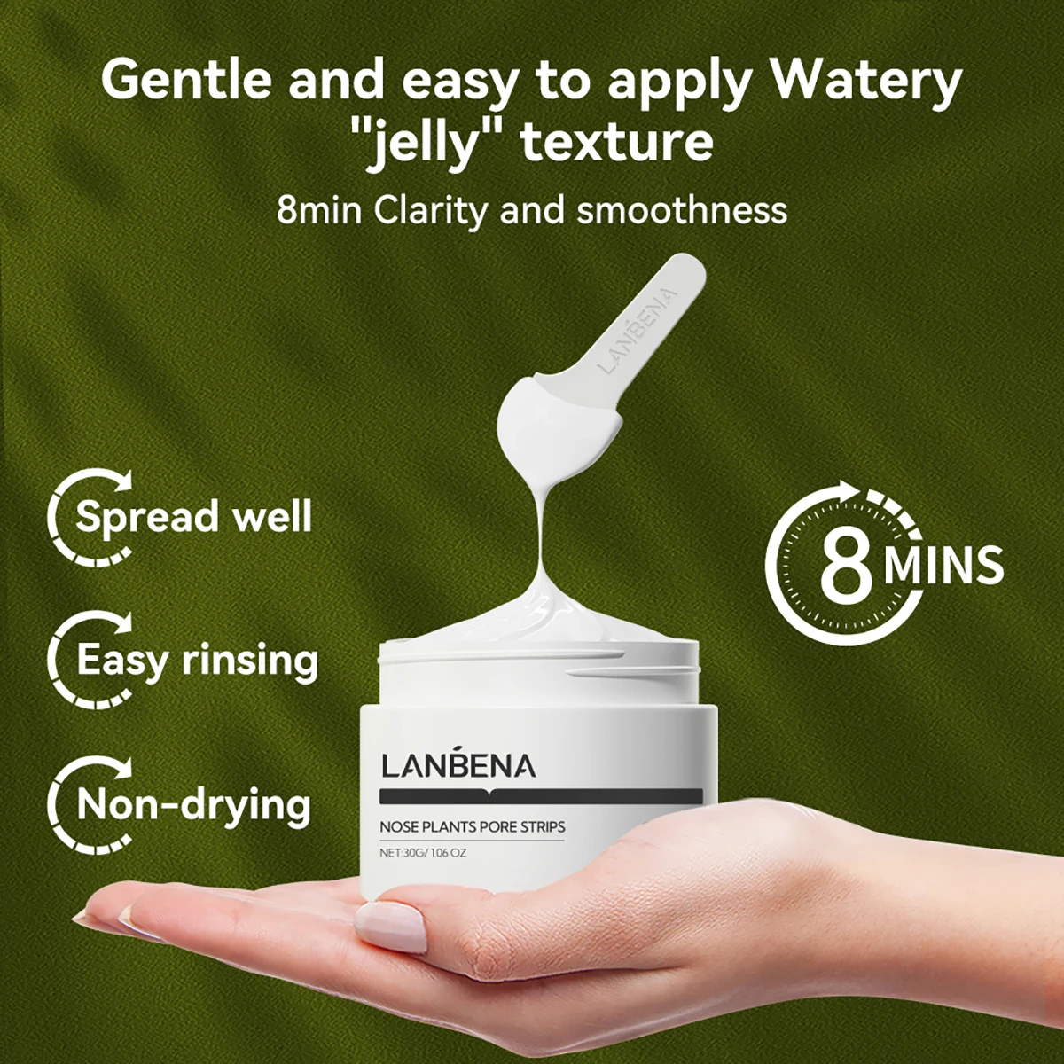 Lanbena pore strips blackhead remover for face with Salicylic acid skin care 30G+60pcs paper