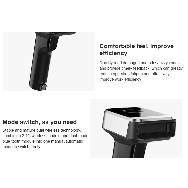 Long Distance Cordless Barcode Reader Handheld 2D Supermarket Wireless Barcode Scanner
