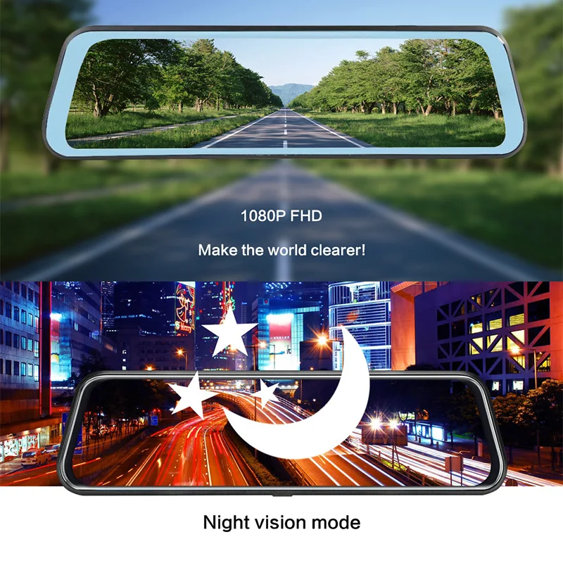 10 inch fhd 1080P auto video registrar night vision drive recorder dual lens dash camera for cars