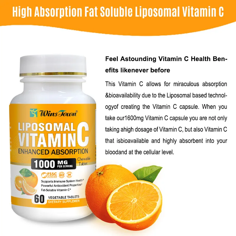 2024 New Products Premium Liposomal Vitamin C Tablet 1000 mg Ultra Absorbable Ascorbic Acid for Immune System and Collagen