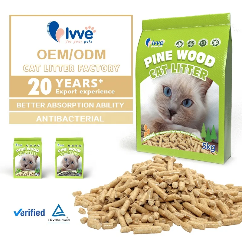 Natural pine wood pellets cat litter eco friendly high water absorption capacity absorb smell