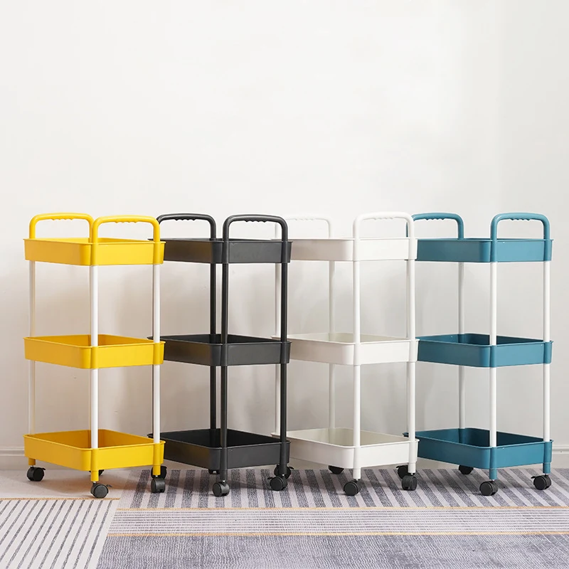 WONDERFUL High Quality 3 Tier Rolling Utility Cart Kitchen Bathroom Storage Organizer Foldable Trolley Cart with Wheels