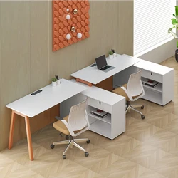 White Modern Desk Office Furniture Desk Table Workstation For 2 People
