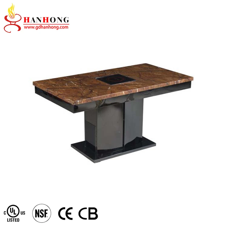 Commercial hot pot table electric marble table top for restaurant