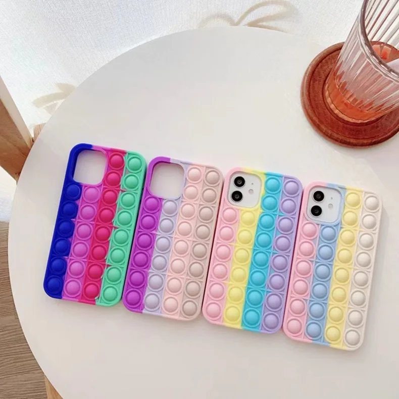 for iphone 13 Stress relief bubble fidget toy phone case soft silicon push pops case for iphone 12 pro max
