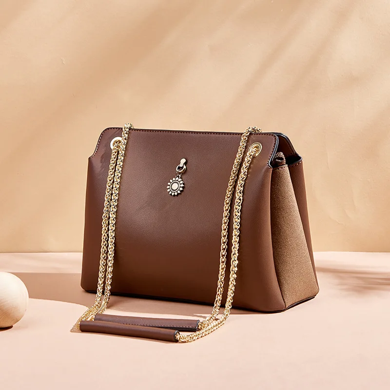 China wholesale 2020 new trending product genuine leather ladies shoulder bags women handbags purses