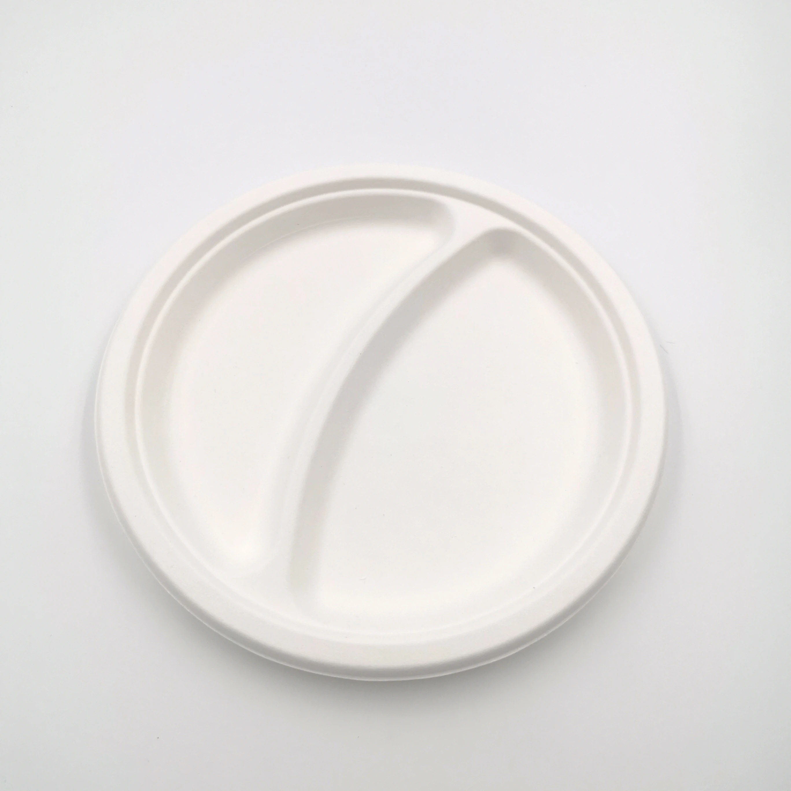 Биоразлагаемая Салатница, суповые биоразлагаемые контейнеры, сахарная масса, целлюлоза, багасса, одноразовая посуда, тарелка 9 дюймов с 2 отделениями