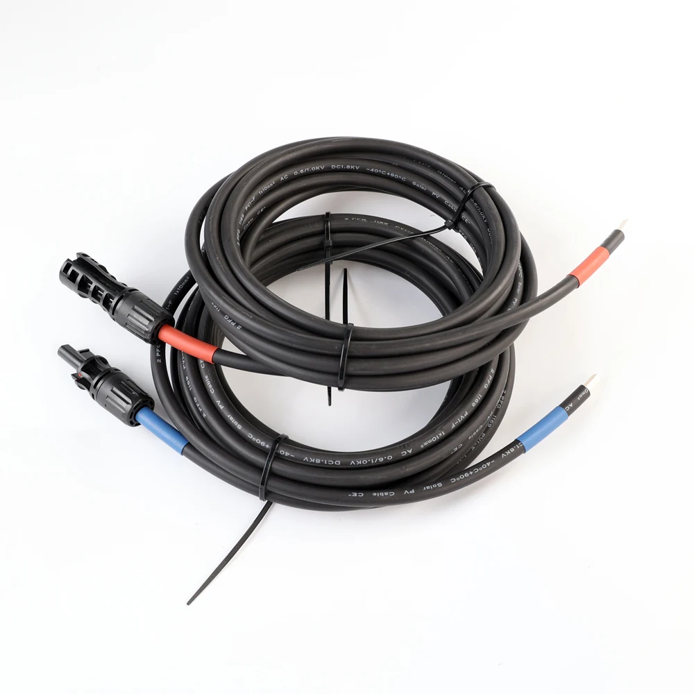 8AWG 10mm 2pcs 5m Copper Solar PV MC 4 Male Female Power Extension Cable for Solar Panel Power Station