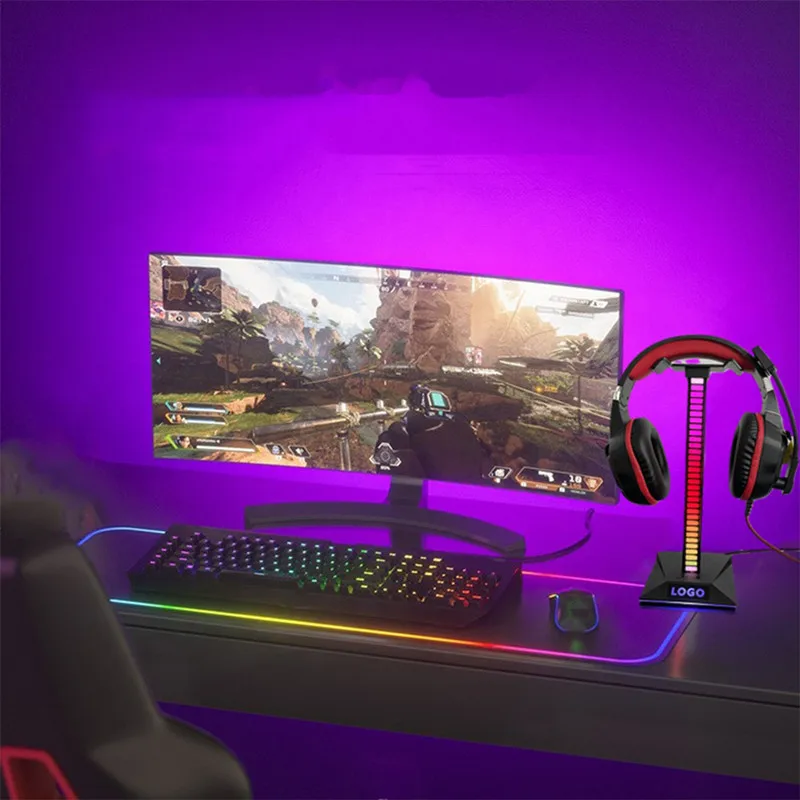 Настольная подставка для игровых наушников со светодиодной подсветкой и 2 USB-портами