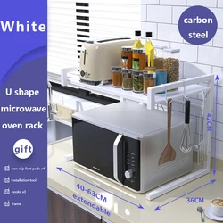 High Quality Carbon Steel Kitchen Rack Adjustable Standing Type Microwave Oven Organizer Shelf Rack