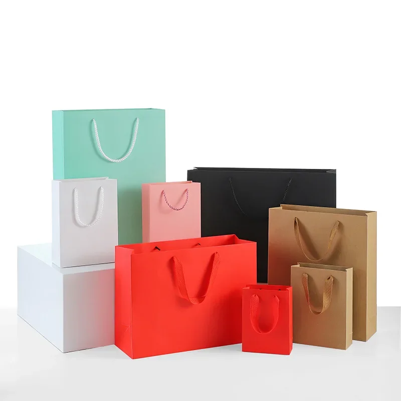 Custom logo luxury small craft jewelry bag wholesale glossy shopping cosmetic packaging paper bags