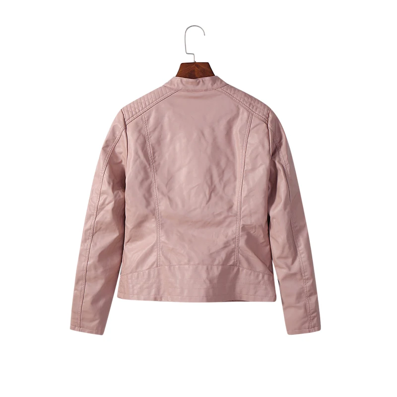 HONEYKING Womens PU Washed jacket Spring Autumn Girls Motorcycle Leather Coat Outwear Ladies Windbreaker Clothing