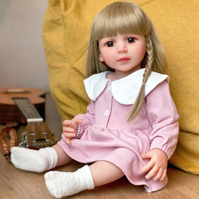 Factory Wholesale Realistic Big 21inch 55CM Lifelike Real Face Fashion Soft Vinyl Girls Reborn dolls with Sound Function
