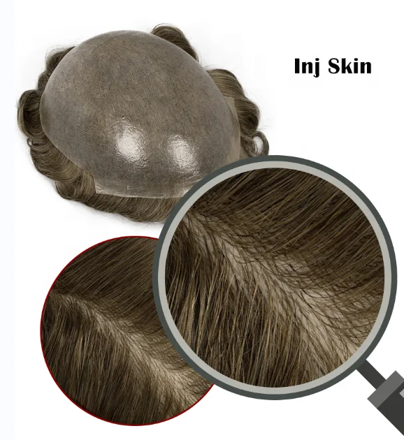 Best Human Grey Hair Injection Toupee/Hairpieces/hair system for men