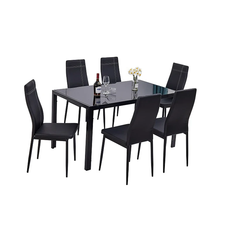 Набор кухонных столов, комплект из 6 стульев, домашняя мебель для гостиной, формальные стеклянные современные роскошные комплекты для столовой