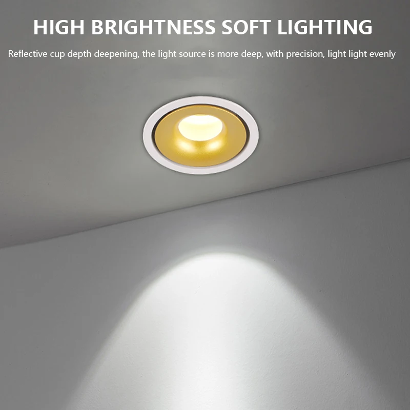Household LED downlight embedded deep anti glare no main lighting living room wall washing light cob spotlight