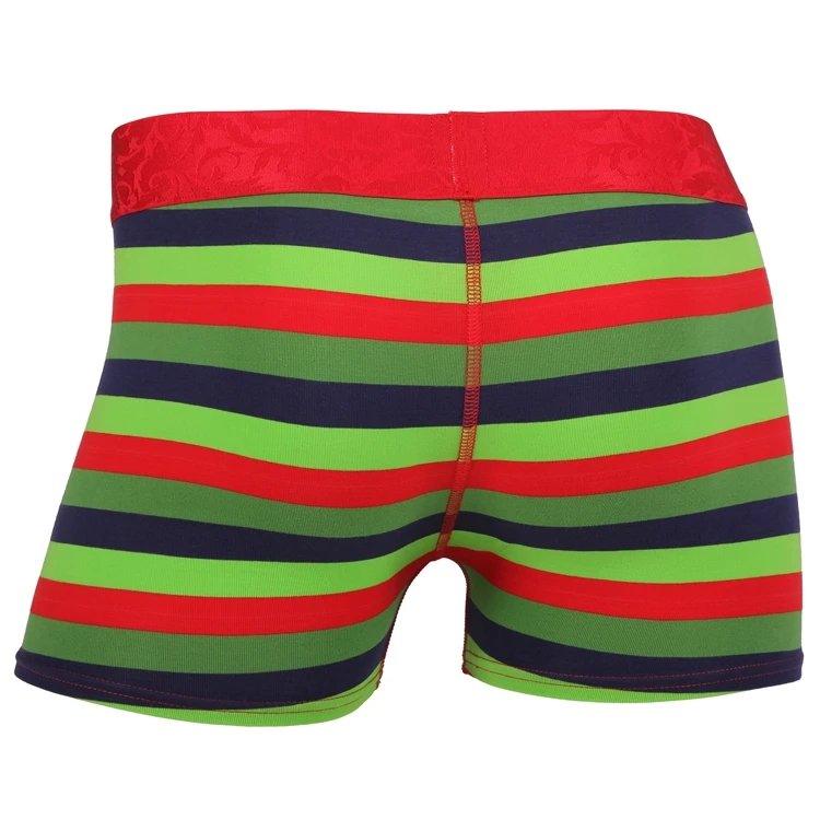 
Custom logo stripe pattern slim boxer briefs 95 cotton man underwear 