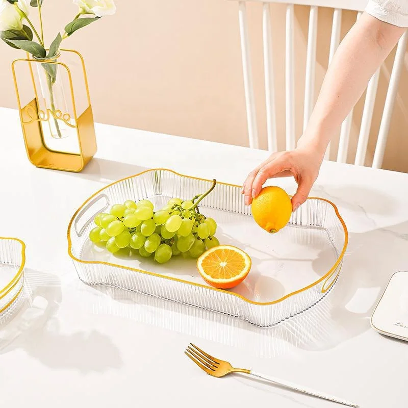 Light luxury rectangular tray home tea cup tea tray Wedding banquet snack fruit storage tray