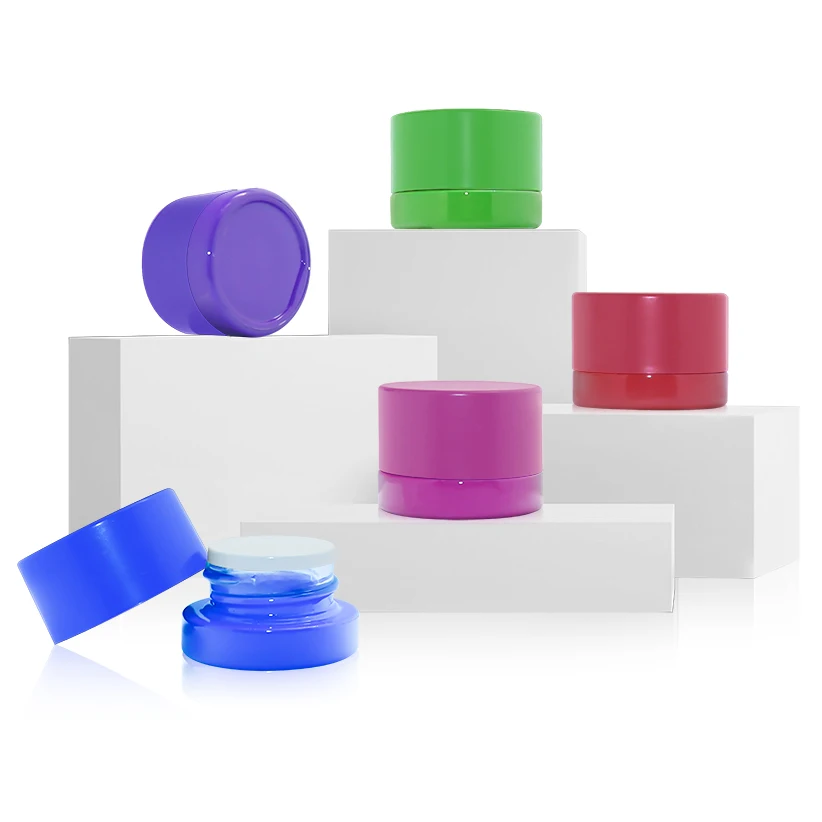 Wholesale custom 3ml 5ml 7ml 9ml transparent round child proof safe concentrates glass jar with metal gasket child resistant cap