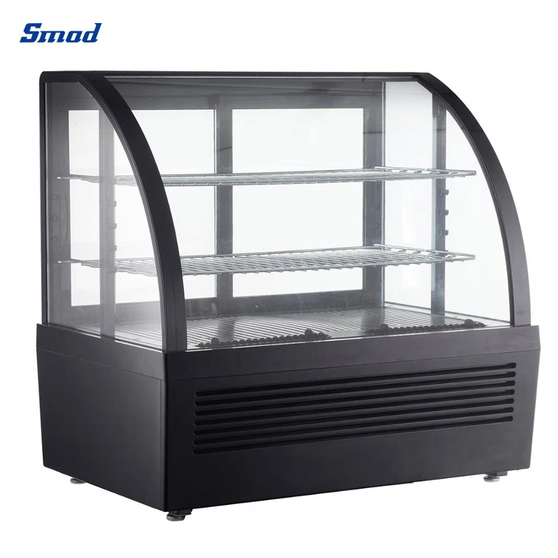 Изогнутый стеклянный холодильник для выпечки тортов и кондитерских изделий