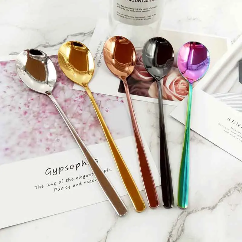 Reusable Creative Metal Stainless Steel 304 Flatware Colorful Fork Spoon Korean Cutlery Set