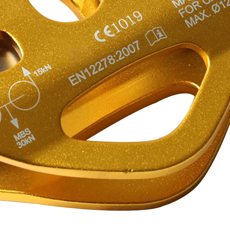 Wholesale 30KN Dual Pulley Rescue Cable Pulley Climbing Equipment Wheel Trolley Outdoor Rock Climbing Pulley