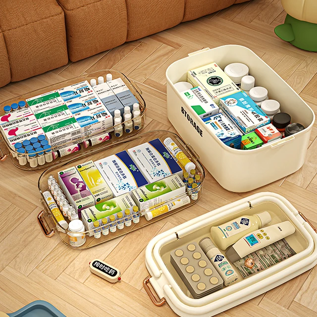 Rmier Small Size Multi-layer Portable Medicine Cabinet Drawer Family Medicine Durable PP Plastic Storage Box