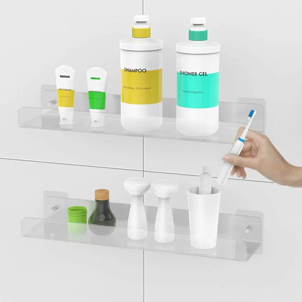 Clear Acrylic Wall Mount Bathroom Shower Caddy Organizer