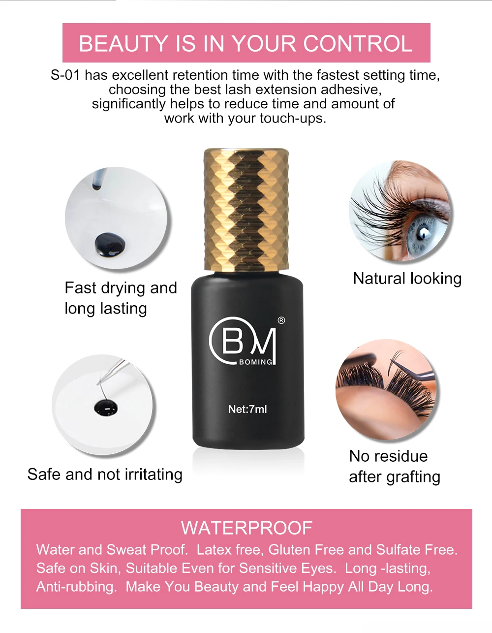 custom hypoallergenic strong lash glue waterproof wholesale eyelash lash extensions adhesive