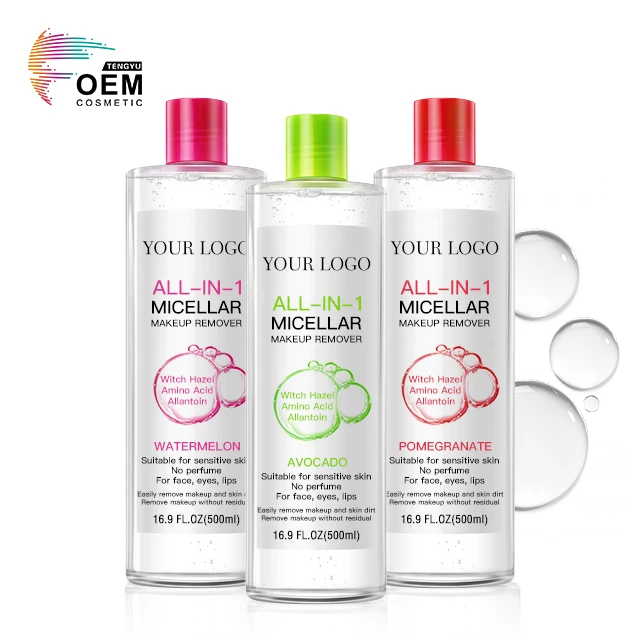 Factory Price OEM Waterproof Gentle Moisturizing Face Makeup Remover Micellar Water For All Skin Types