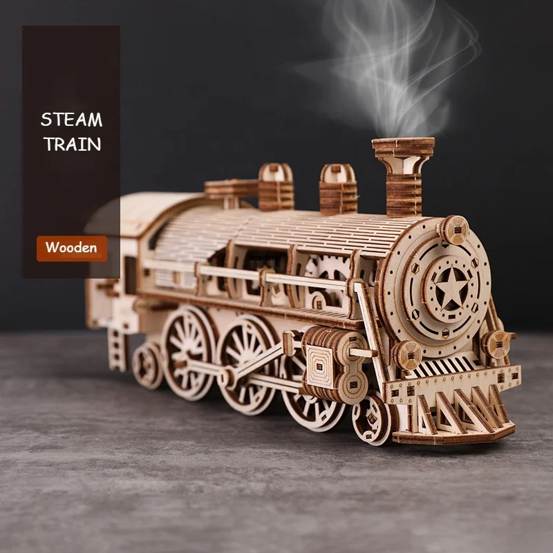 Sealand 3D Diy паровой поезд механические деревянные взрослые головоломки