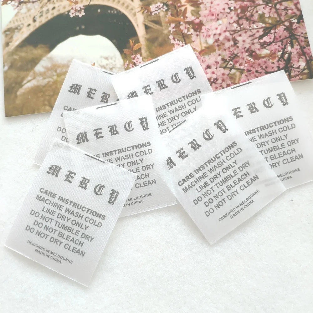 Wholesale High Quality Polyester clothing accessories print  Clothing Wash Care Label for plus shirt