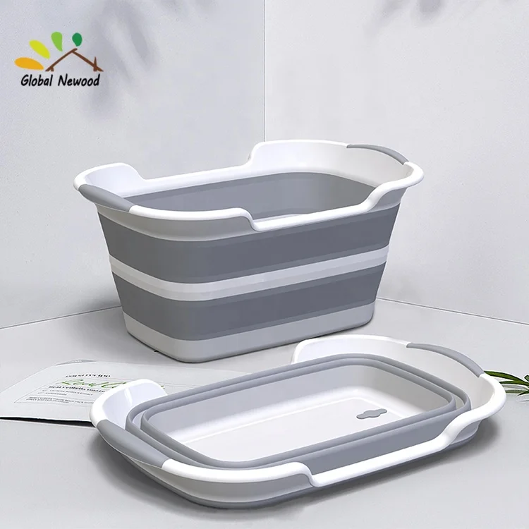 Baby tub Pet Tub Portable Washing Tub Foldable Multifunction Collapsible Plastic Laundry Basket Storage Basin Shower Basin