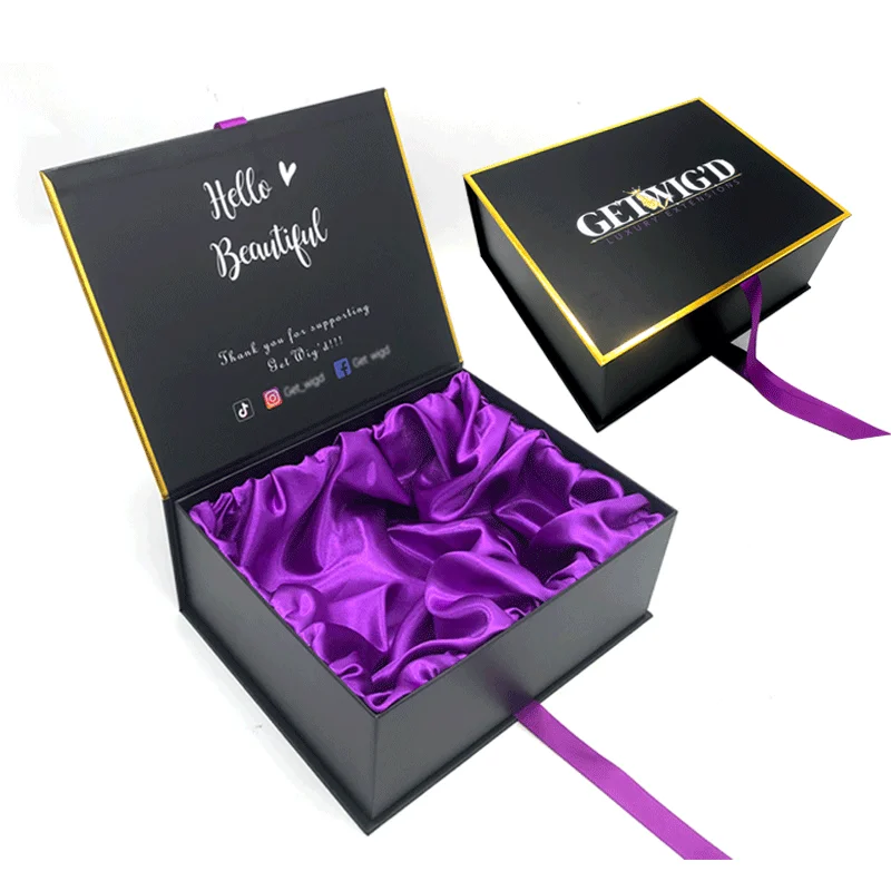 custom hair packaging boxes wholesale black bundles wig packaging for hair extension box