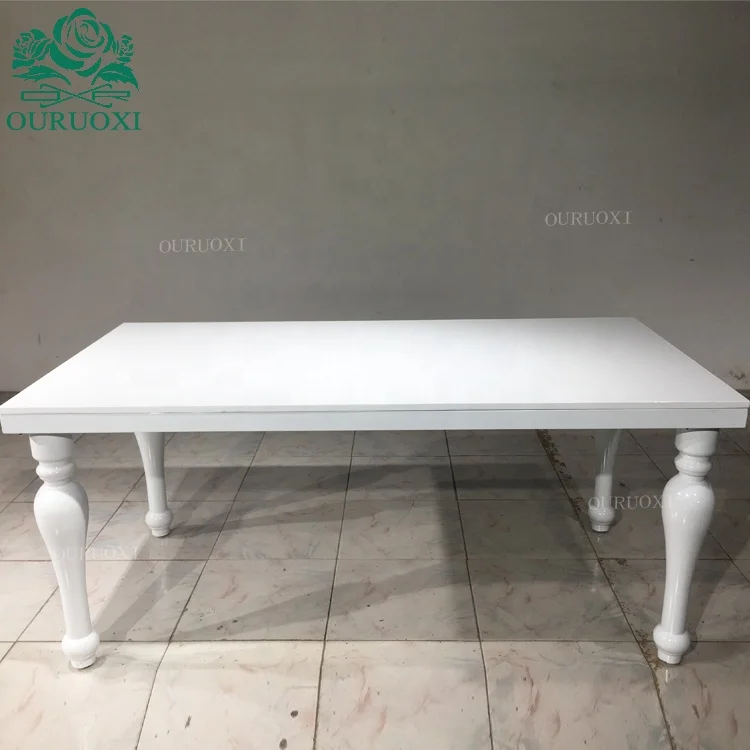 Romantic metal frame glass top rectangle stainless steel furniture for wedding table