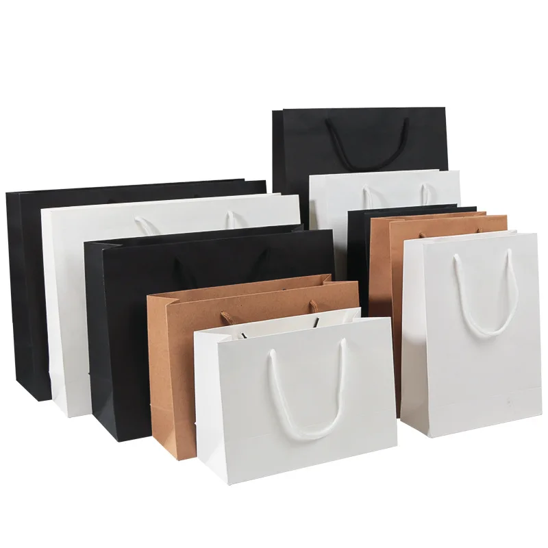Customized Shoulder Length Handle White Big Paper Bag For Clothing Underwear